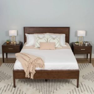 SOMONO – Walnut Brown Polish Finish Three Pieces Bedroom Set