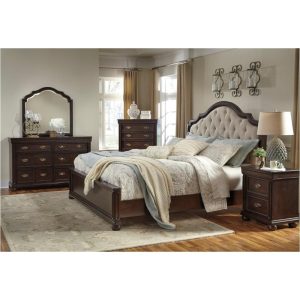 B596-58 Ashley Furniture Moluxy - Dark Brown King Upholstered Sleigh Bed